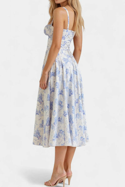 Flora Vestido Midi A-Line con Corsé.