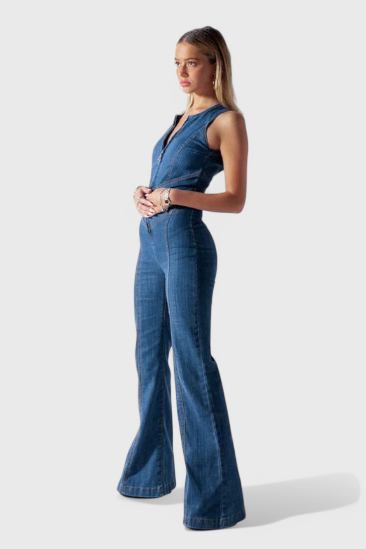Maisie Mono de mezclilla con corte en forma de corazón.