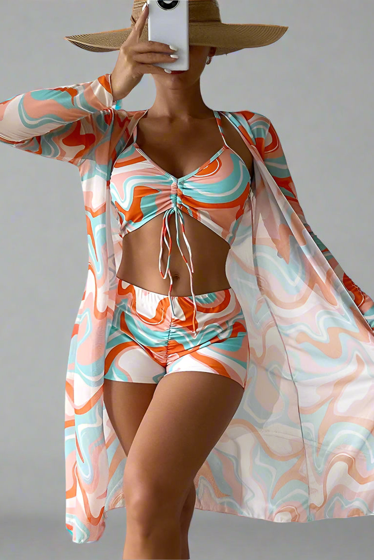 Laluna | Conjunto de bikini de 3 piezas con estampado.