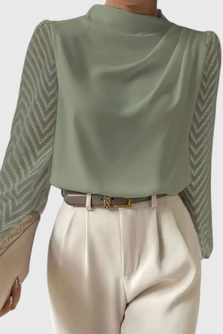 Zaraa Blusa Elegante de Manga Transparente.