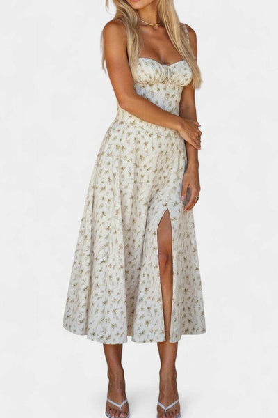 Flora Vestido Midi A-Line con Corsé.
