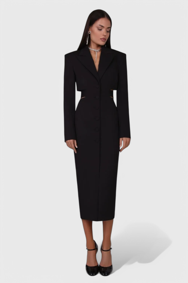 Bernice Vestido Blazer Midi con Corte.