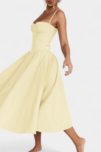 Felicity Vestido Midi Corsé Sin Mangas.