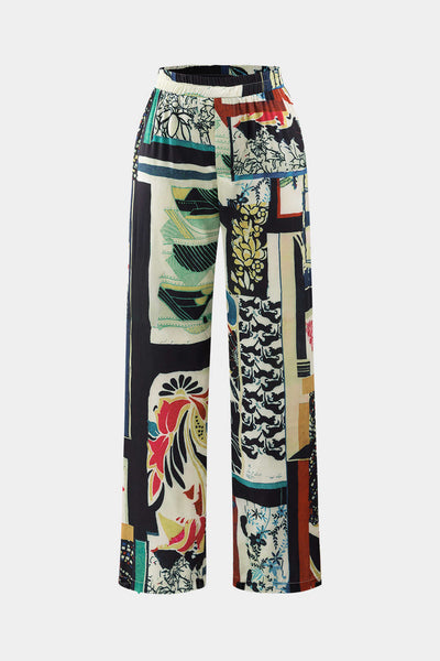 Arce Pantalones Rectos de Cintura Alta con Estampado Floral.