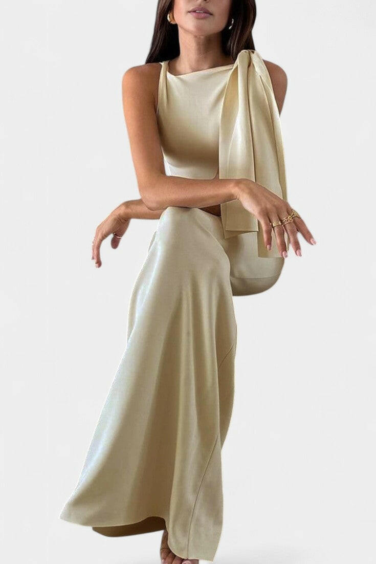 Hope Vestido Maxi Drapado de Un Hombro.
