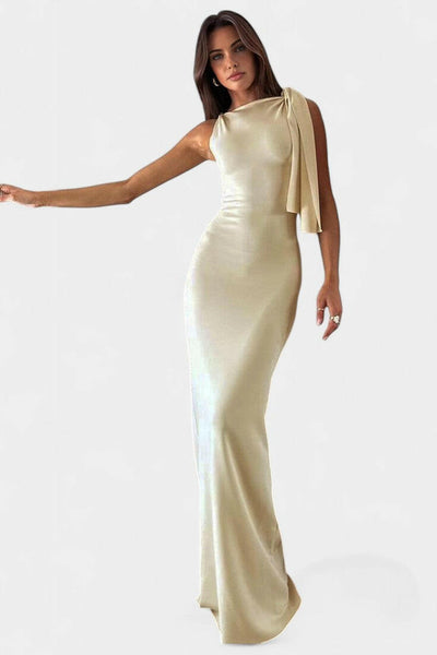 Hope Vestido Maxi Drapado de Un Hombro.
