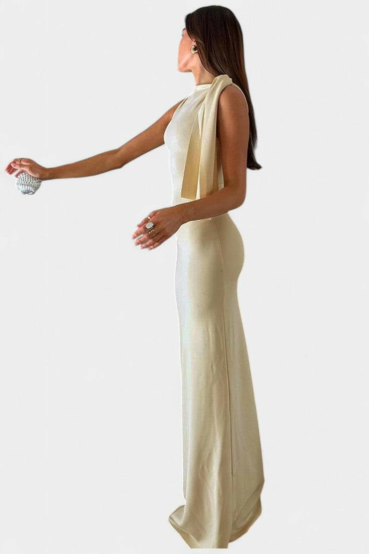 Hope Vestido Maxi Drapado de Un Hombro.