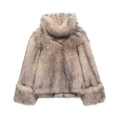 ELVORU - Fur Effect Puffer Coat.