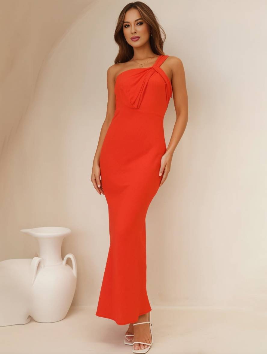 ELEVA – Long satin dress