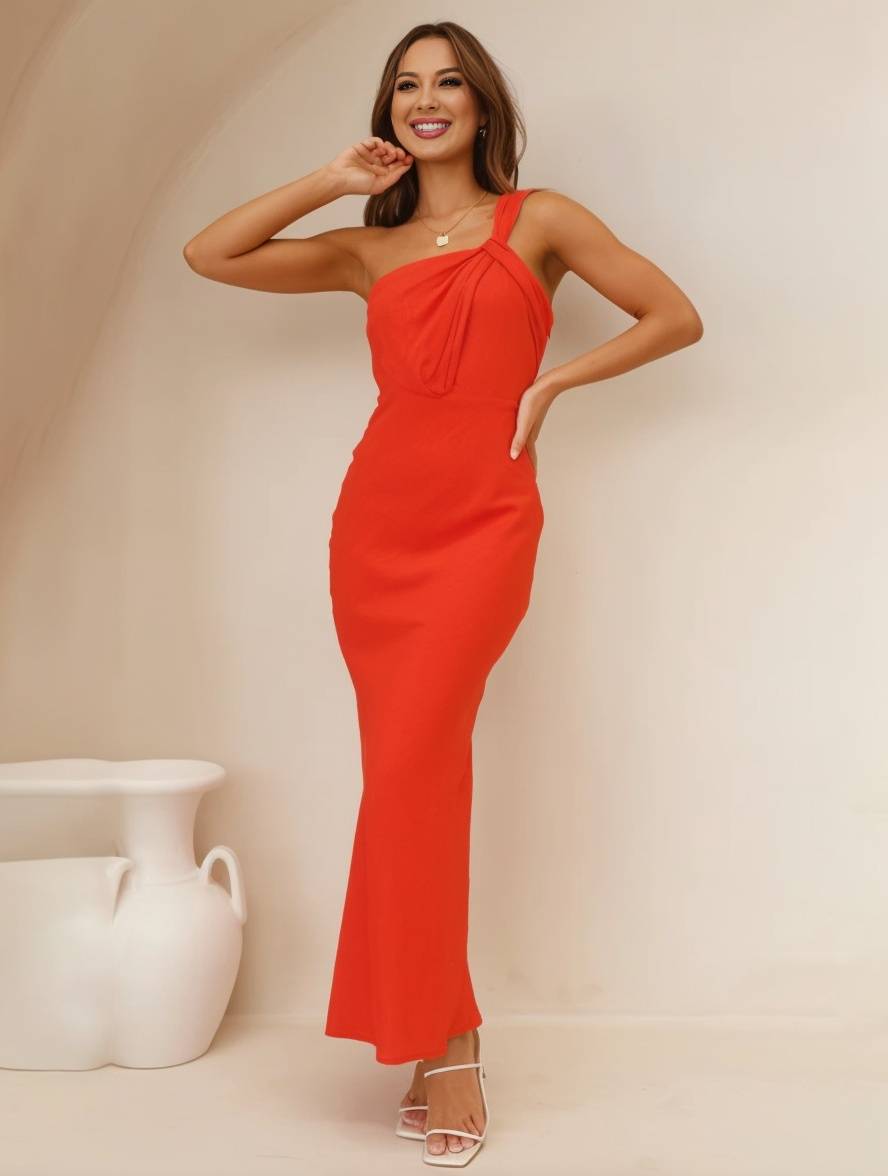 ELEVA – Long satin dress