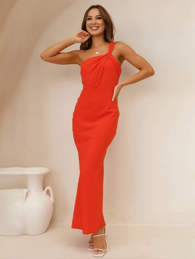 ELEVA – Long satin dress