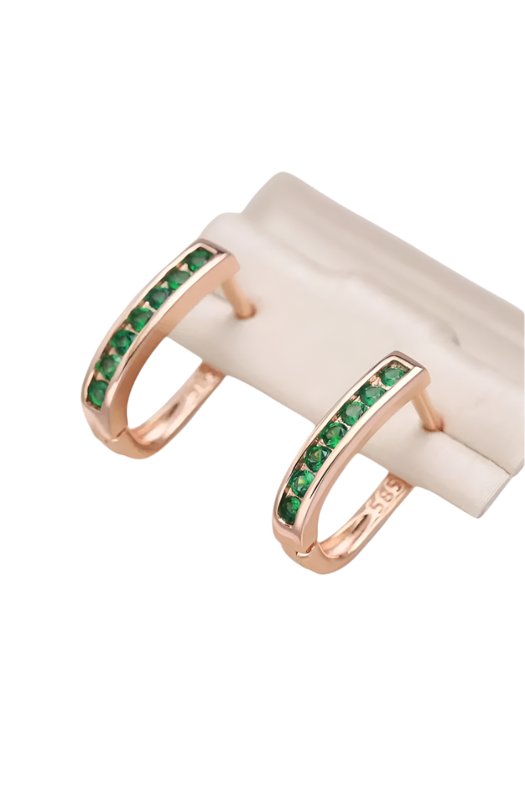 Pendientes de Esmeralda y Diamante en Oro.