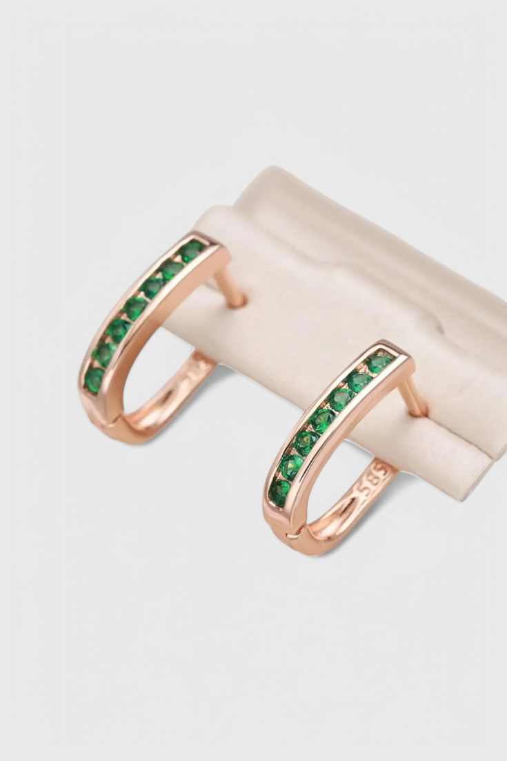 Pendientes de Esmeralda y Diamante en Oro.
