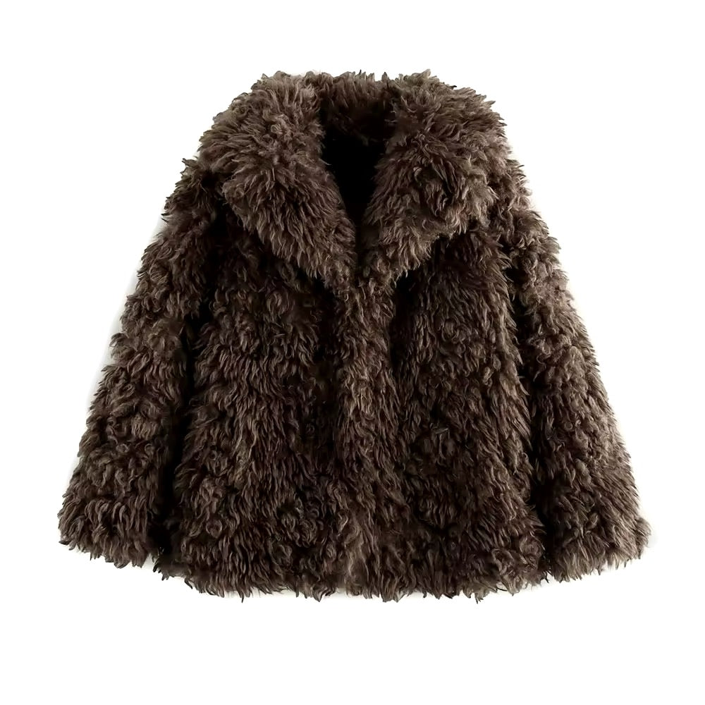 ELVORU - Fur Effect Puffer Coat.