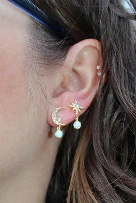 Pendientes de Luna y Estrella en Oro.