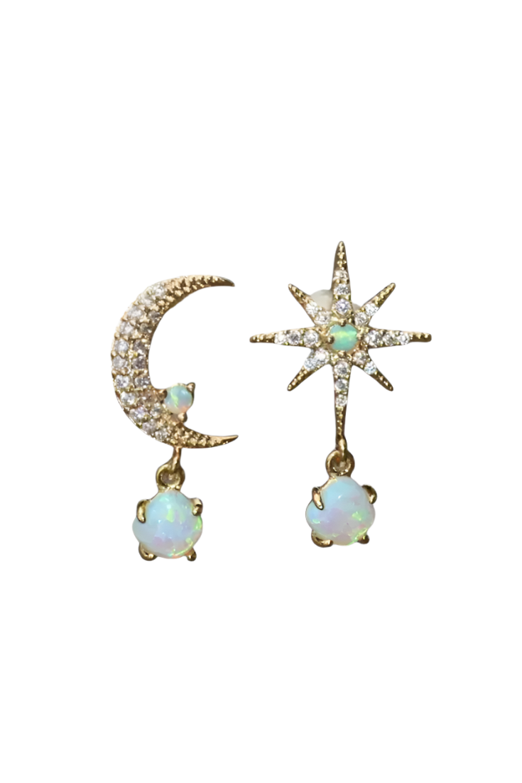 Pendientes de Luna y Estrella en Oro.