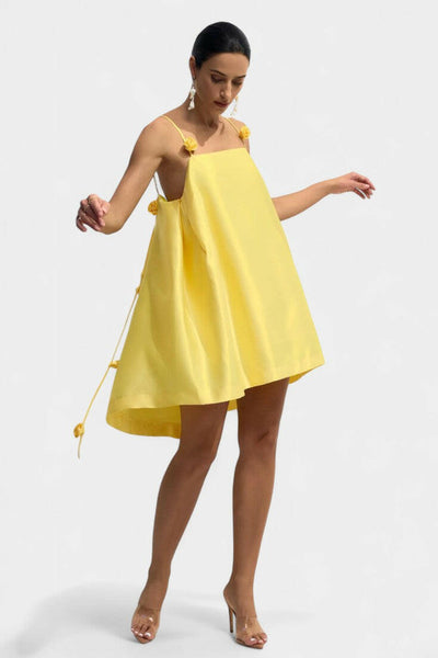 Hedda Vestido Mini Detalle Rosa con Tirantes Espagueti.