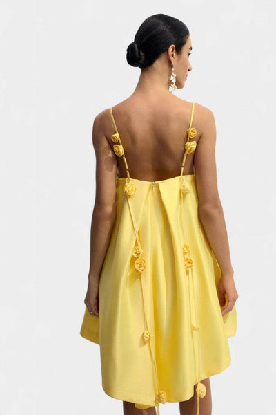 Hedda Vestido Mini Detalle Rosa con Tirantes Espagueti.