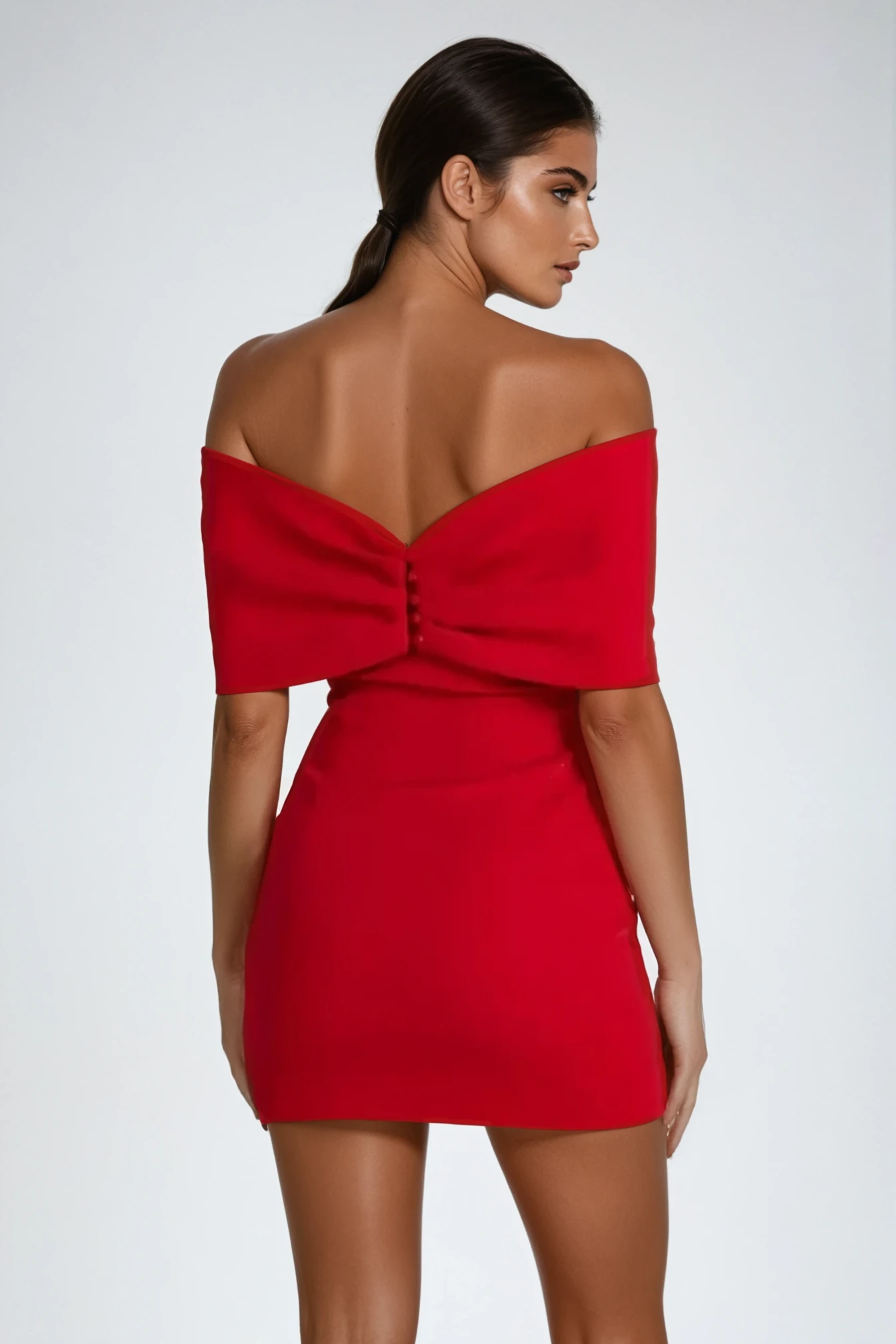 Vestido Amore Bow: Elegancia con hombros descubiertos.