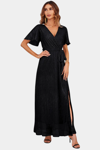 Esperanza Vestido Maxi Envolvente con Mangas de Volante.