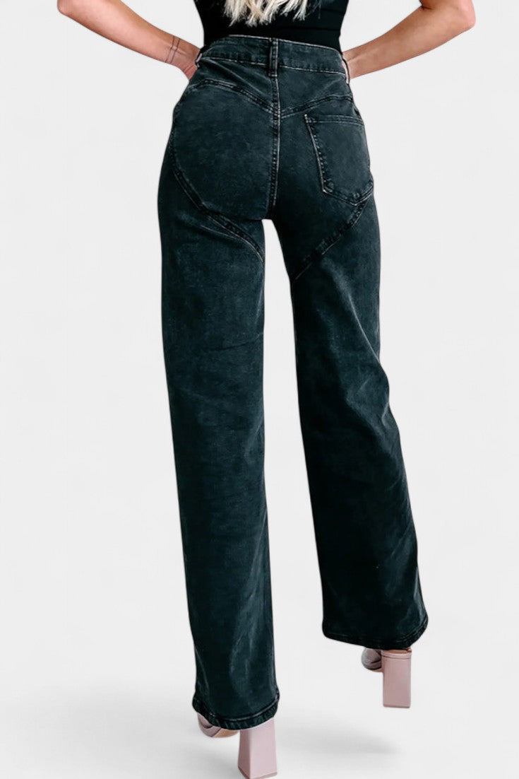 Evian Jeans Ripped Straight-Leg con Rhinestones.