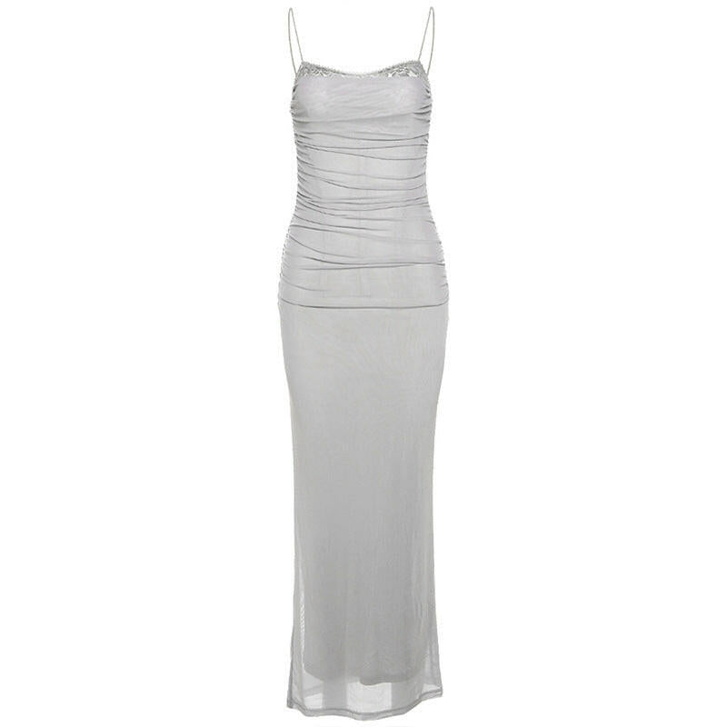 Aurelia - Vestido de malla con encaje.