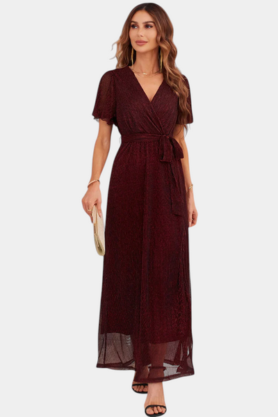 Esperanza Vestido Maxi Envolvente con Mangas de Volante.