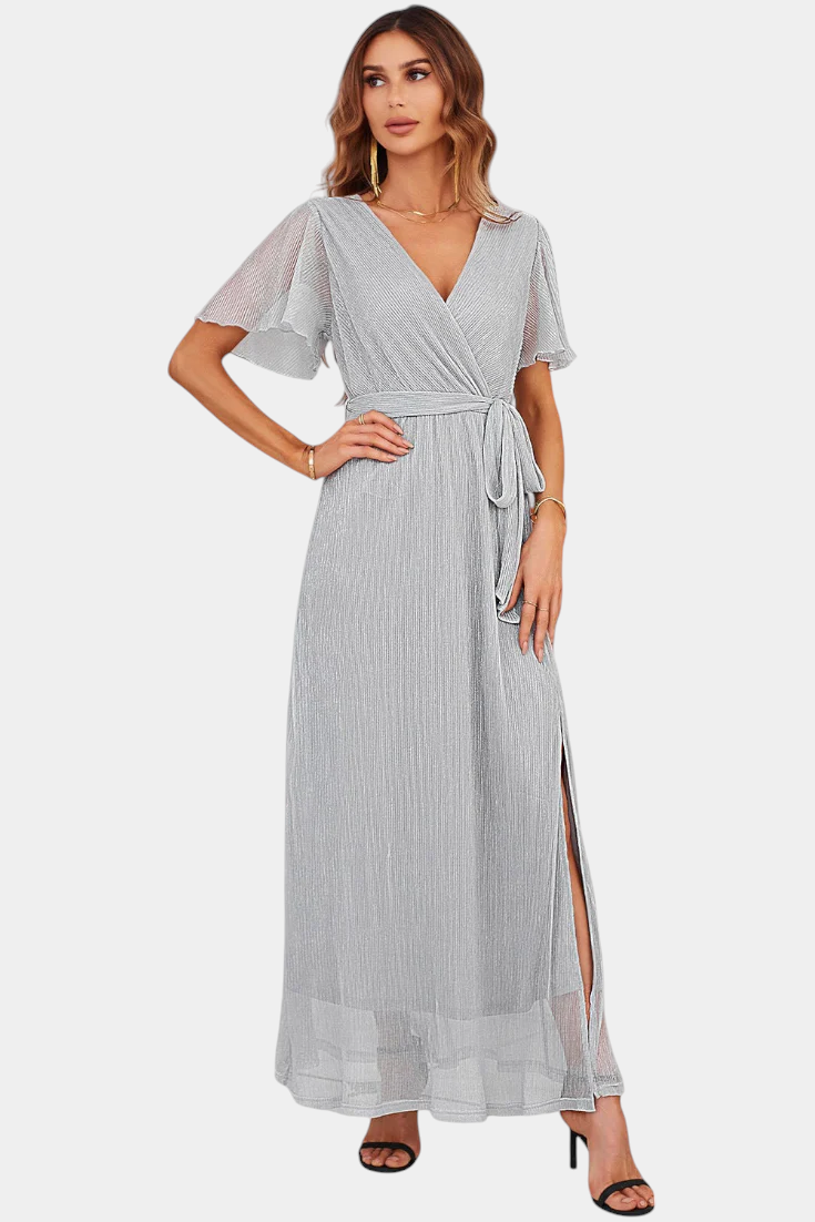 Esperanza Vestido Maxi Envolvente con Mangas de Volante.