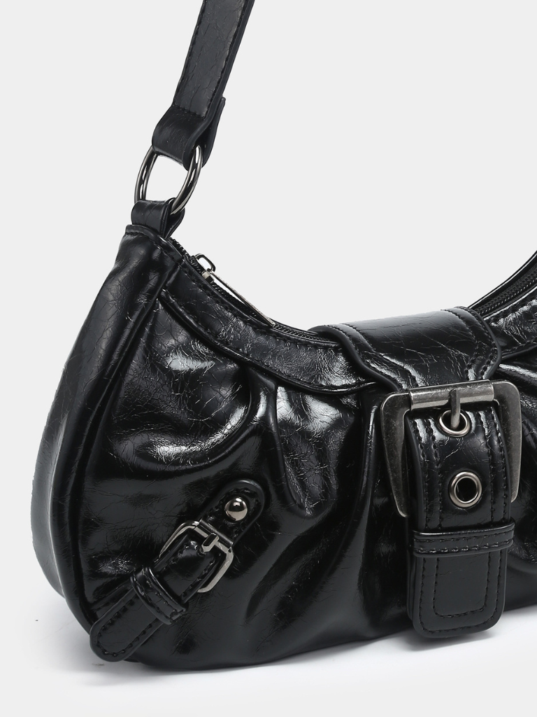 LUNA BUCKLE SHOULDER BAG.