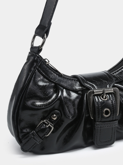 LUNA BUCKLE SHOULDER BAG.