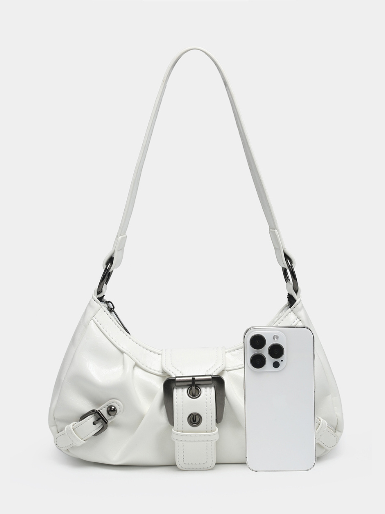 LUNA BUCKLE SHOULDER BAG.