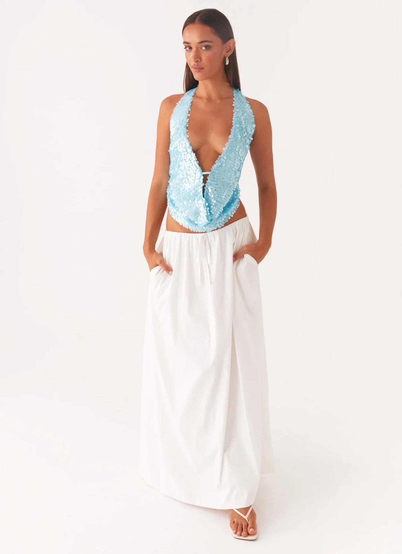 LUNA Azzurro Cowl Top.