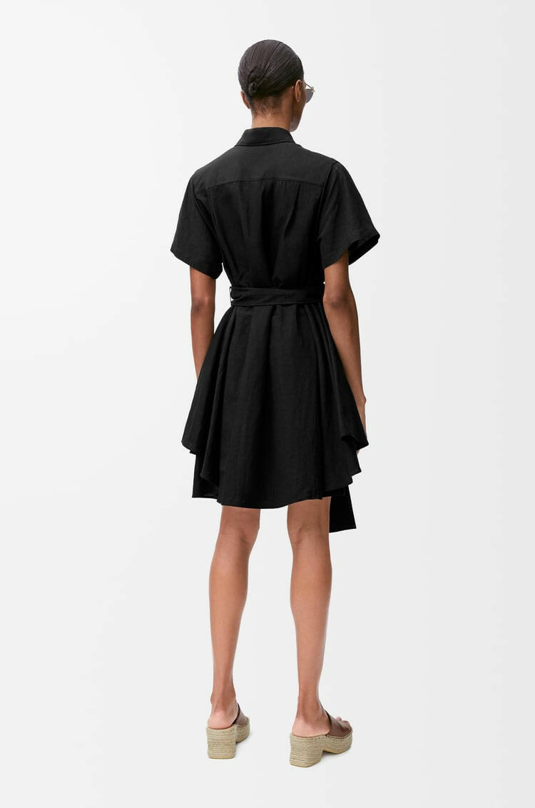 Lúcia Carmen Loew® - Vestido Curto Camisero de viscosa y lino.