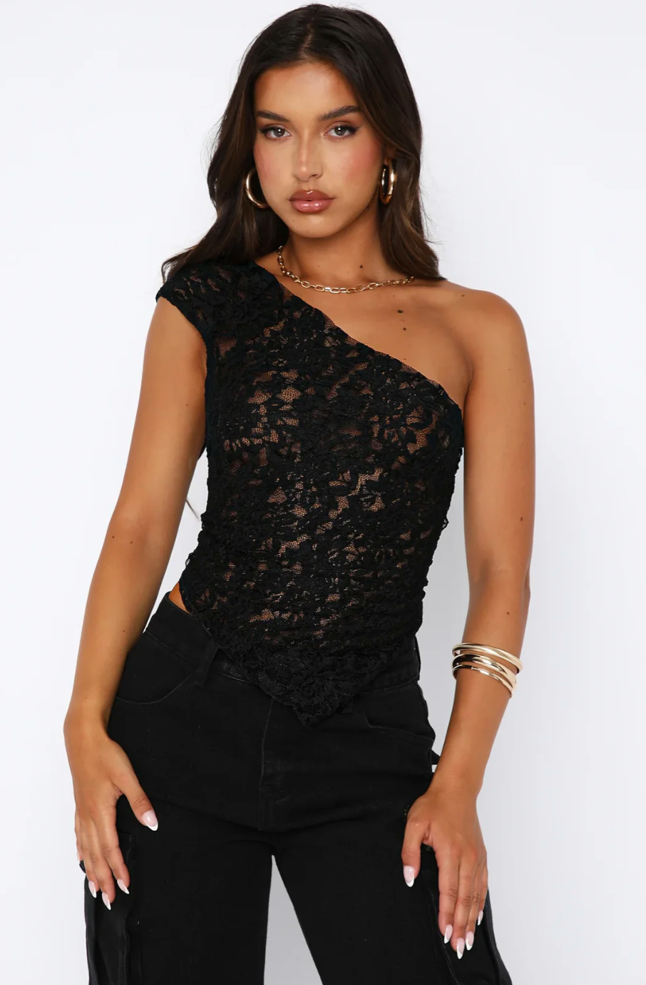 Top in pizzo lilla.