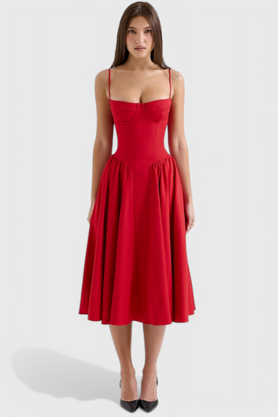 Felicity Vestido Midi Corsé Sin Mangas.
