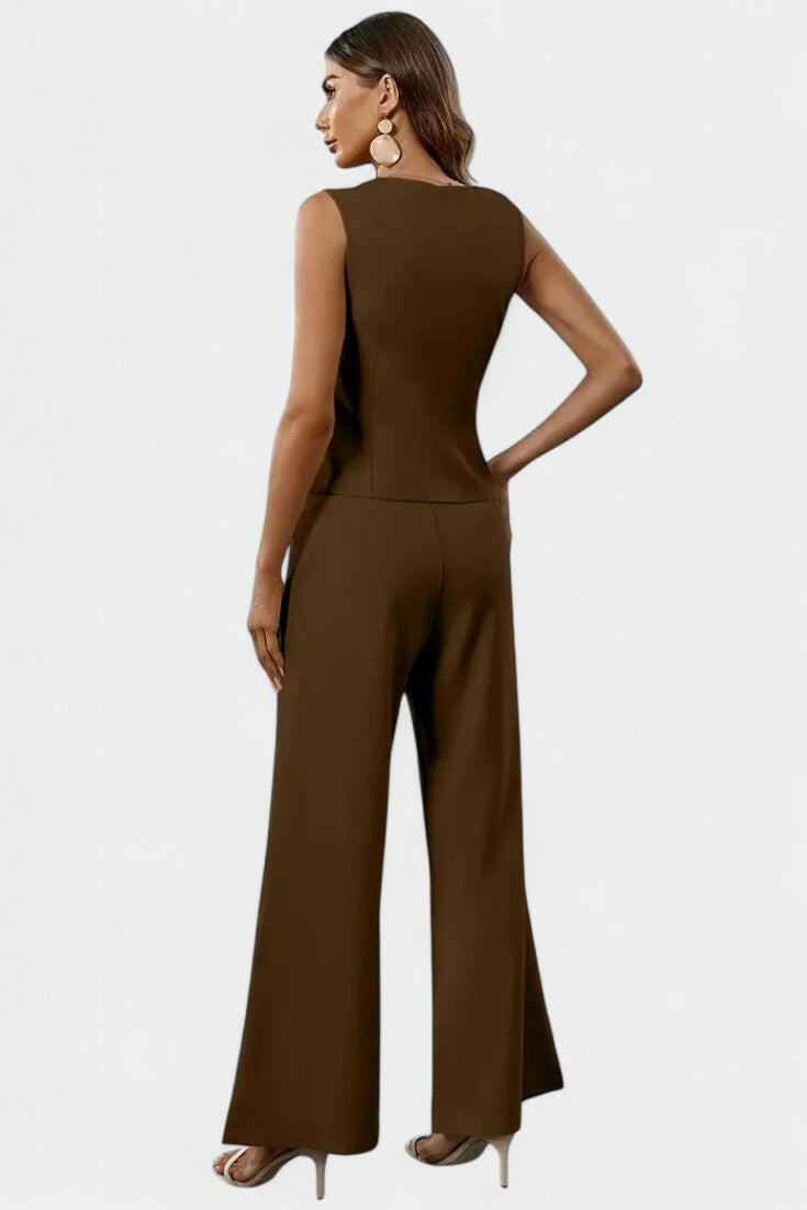 Heskia Conjunto de Chaleco Sin Mangas y Pantalones de Pierna Ancha.