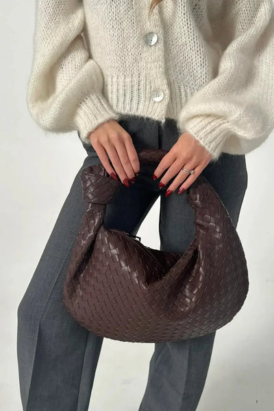 Sage Bolso de Hombro Mediano Tejido.