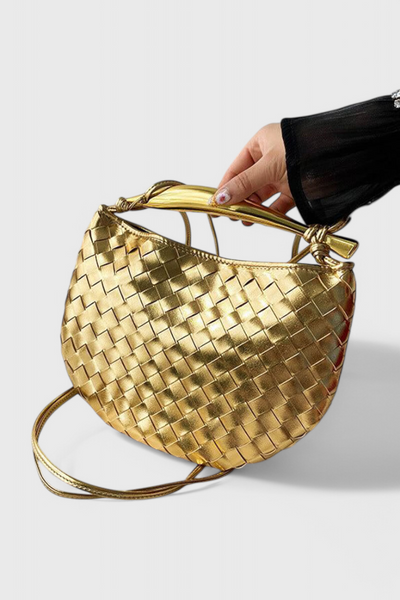 Gerda Bolso Woven con Asa Dorada.