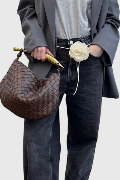 Gerda Bolso Woven con Asa Dorada.