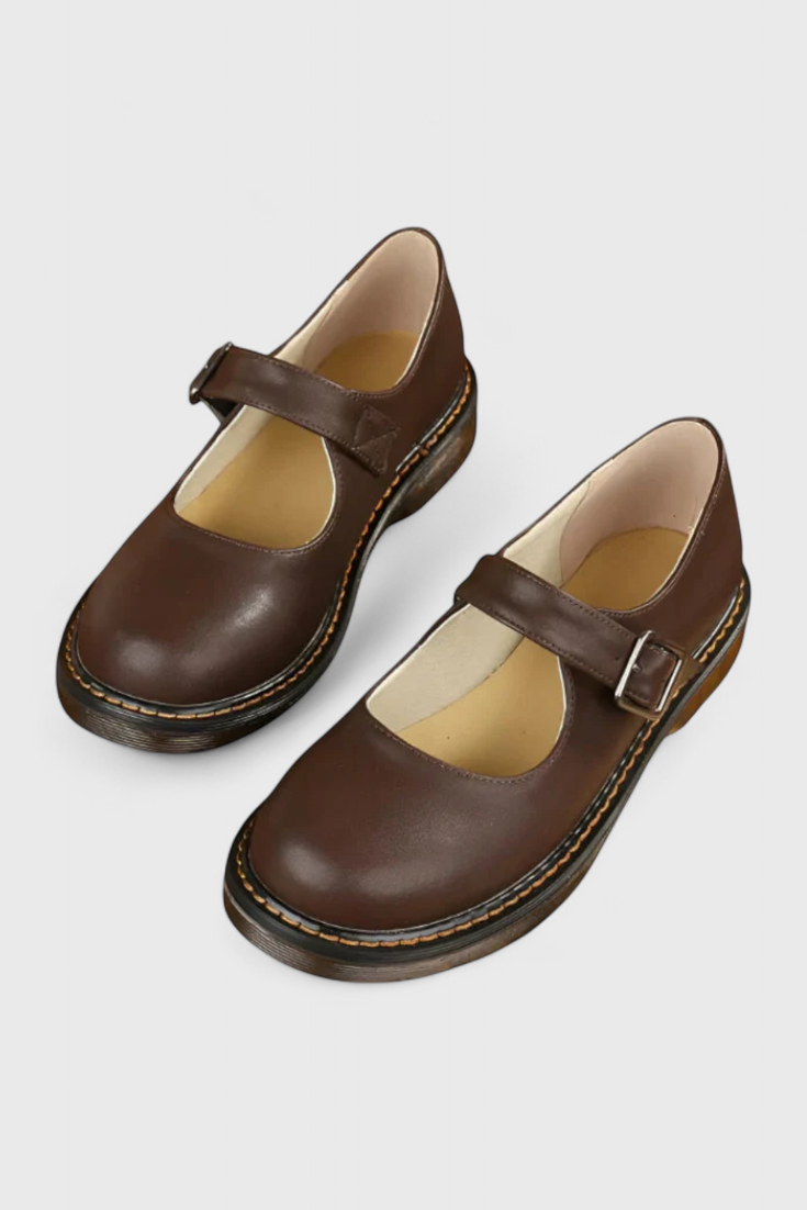 Blanca Zapatos Mary Jane Vintage con Correa y Suela de Confort.