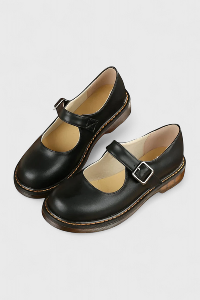 Blanca Zapatos Mary Jane Vintage con Correa y Suela de Confort.