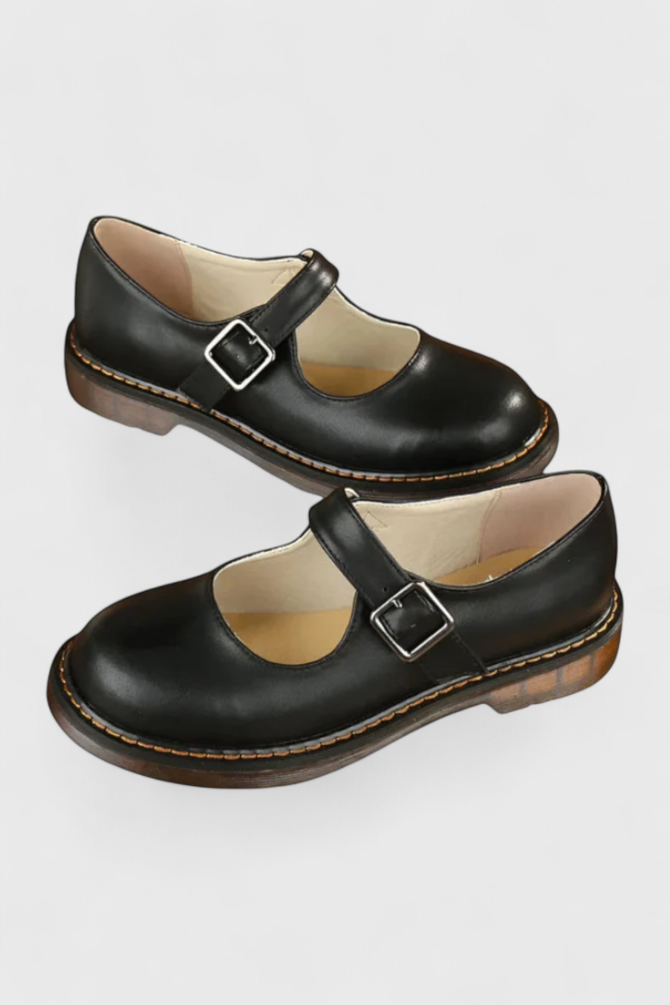 Blanca Zapatos Mary Jane Vintage con Correa y Suela de Confort.