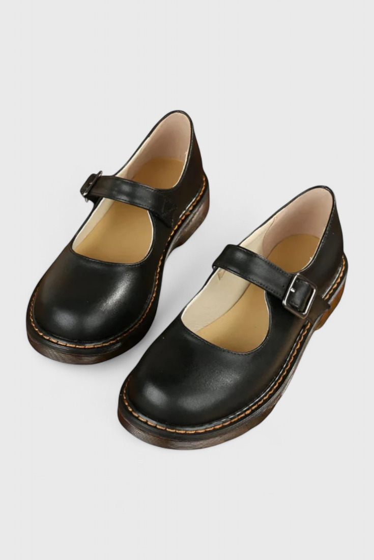Blanca Zapatos Mary Jane Vintage con Correa y Suela de Confort.