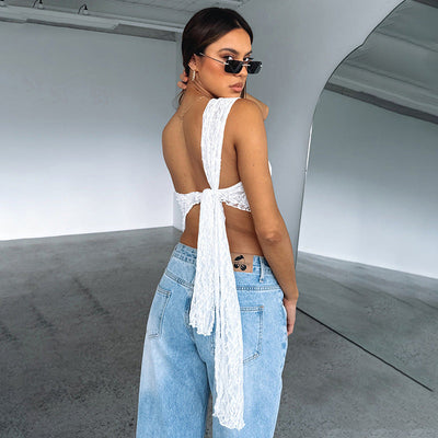 Top in pizzo lilla.