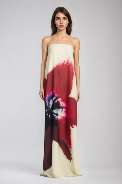 Vestido tubo color crema Orquídea.