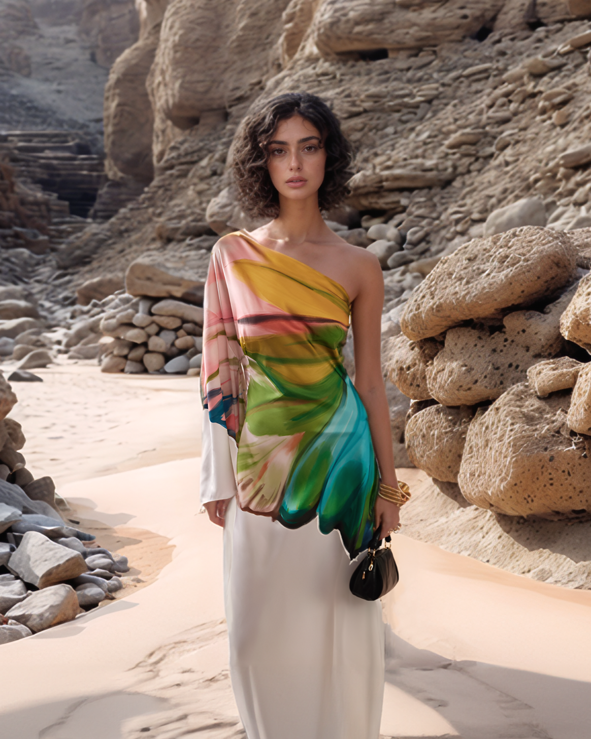 Flora – Vestido color crema pintado a mano.