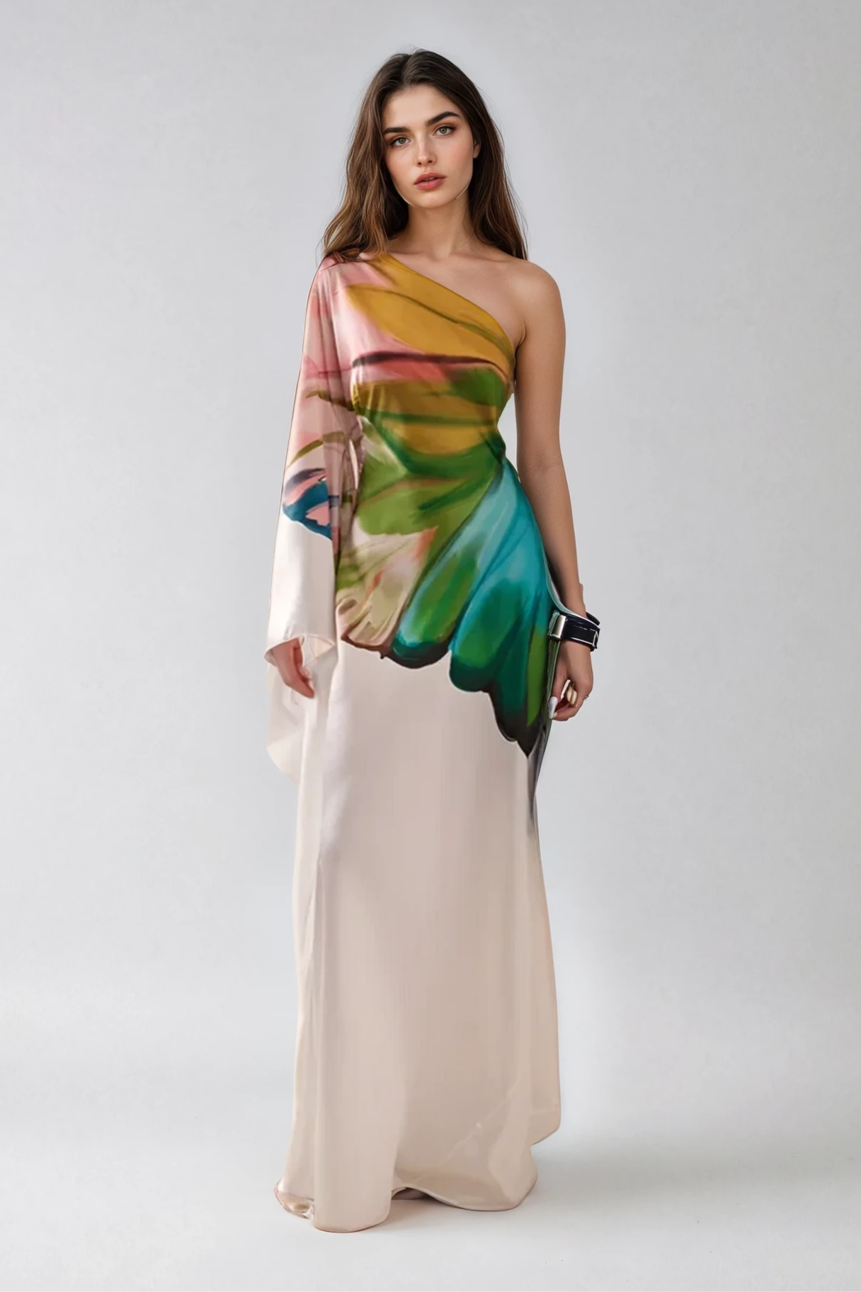 Flora – Vestido color crema pintado a mano.