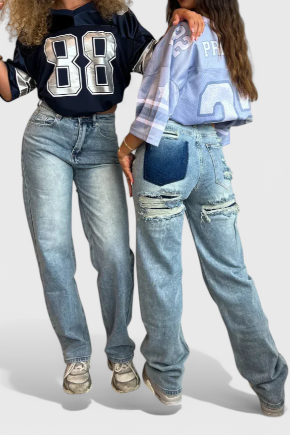 Roxy Jeans Vintage Desgastados de Cintura Alta.