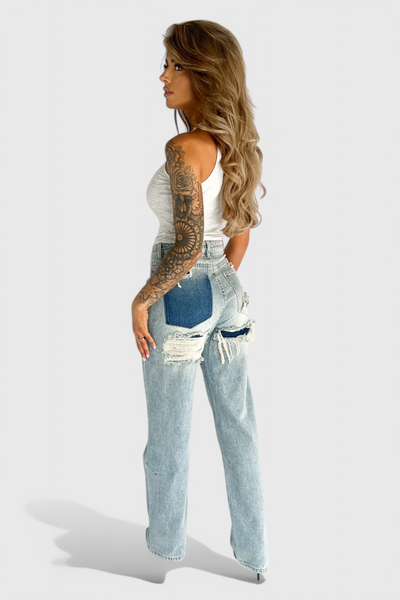 Roxy Jeans Vintage Desgastados de Cintura Alta.