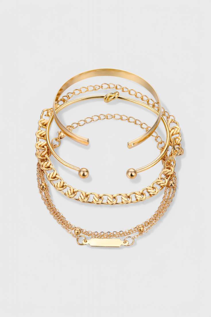 Juego de Pulseras de Cadena de Metal de 4 Piezas.